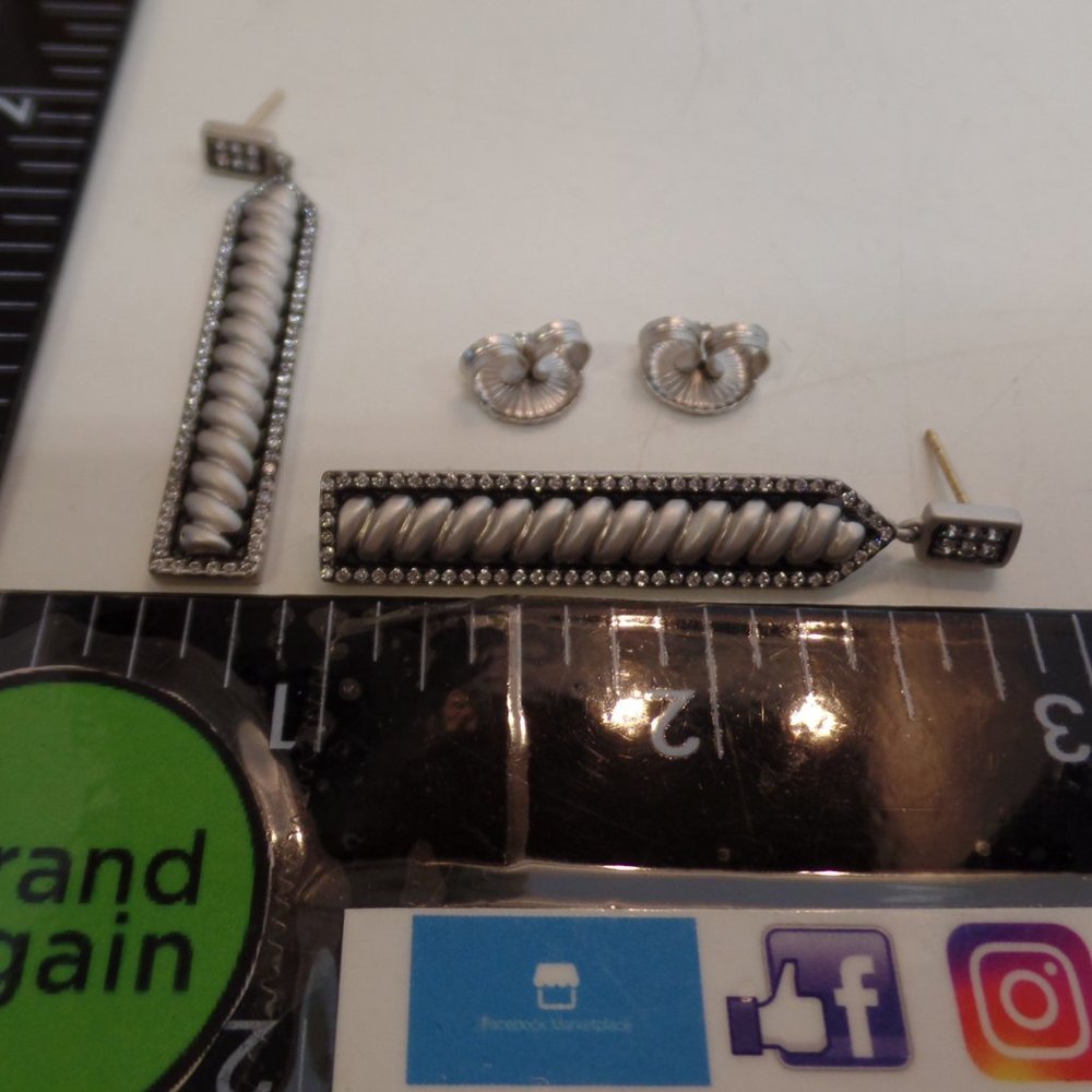 Freida Rothman .925 Sterling Silver Cubic Zirconia Twisted Cable Earrings $250 - Picture 5 of 12